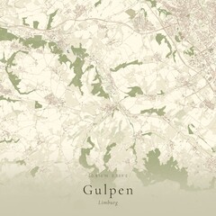 Fototapeta premium Vintage Canvas Map of Gulpen, Netherlands | Scandinavian Wall Art | Historic Topographic