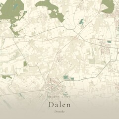 Obraz premium Vintage Canvas Map of Dalen, Netherlands | Scandinavian Wall Art | Historic Topographic