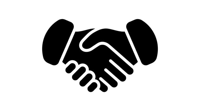 Handshake icon depicted in a bold style signifies a solid commitment or successful transaction.