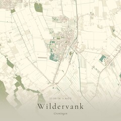 Fototapeta premium Vintage Canvas Map of Wildervank, Netherlands | Scandinavian Wall Art | Historic Topographic