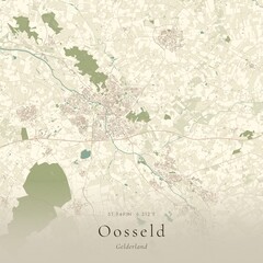 Fototapeta premium Vintage Canvas Map of Oosseld, Netherlands | Scandinavian Wall Art | Historic Topographic