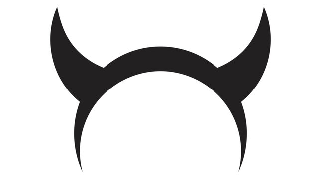 Black silhouette of devil horns on white background