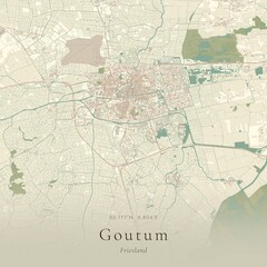 Fototapeta premium Vintage Canvas Map of Goutum, Netherlands | Scandinavian Wall Art | Historic Topographic