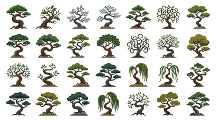 Bonsai Tree Vector Illustration Set © ahmad