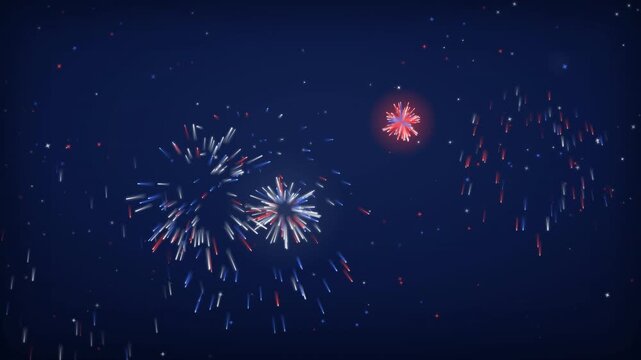 Sparkling light particles transforming into exploding fireworks for a festive Independence Day background