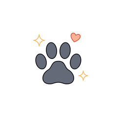 Fototapeta premium National Dog Day Icon with Paw Print Heart and Sparkle Symbol, Line Illustration Celebrating Canine Companions and Global Dog Welfare Awareness, Perfect for August 26 Pet Care and Animal Adoption.