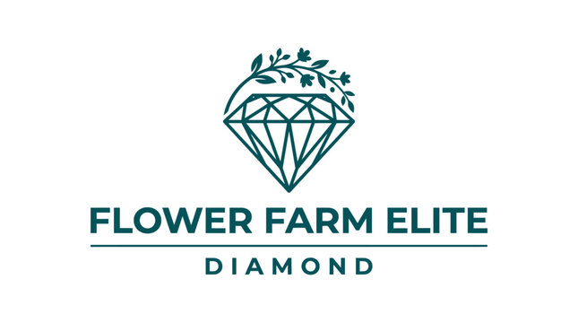 Flower farm elite diamond logo with floral gem emblem.