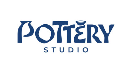Minimalist pottery studio logo with custom typography. © Farah