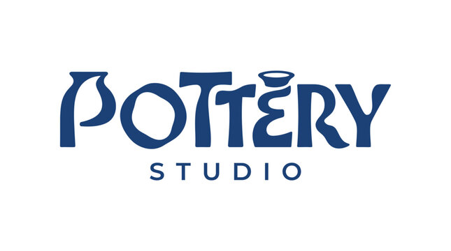 Minimalist pottery studio logo with custom typography.