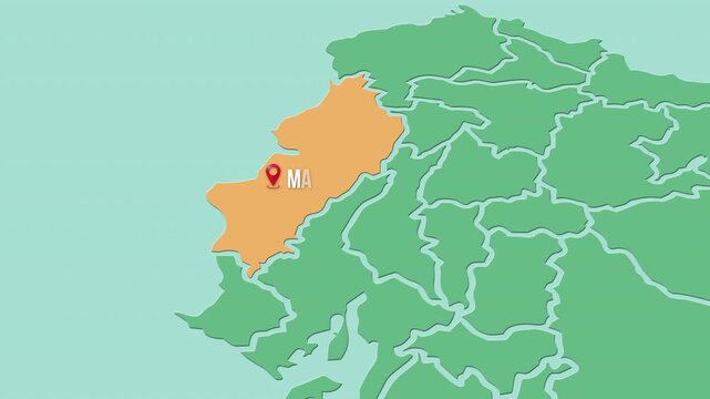 Mapa de Ecuador con divisi&oacute;n pol&iacute;tica resaltando la provincia Manab&iacute; 