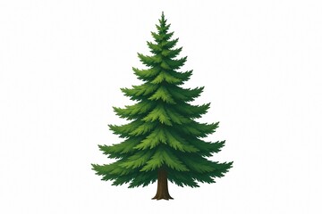 Fototapeta premium Evergreen Pine Tree Vector Illustration Isolated on White Background