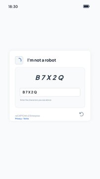 Mobile App Captcha Verification Screen with Correct Alphanumeric Input and Success Confirmation Message Light Mode UI Design