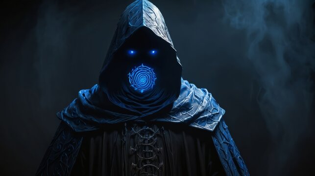 Mysterious Figure With Glowing Blue Light