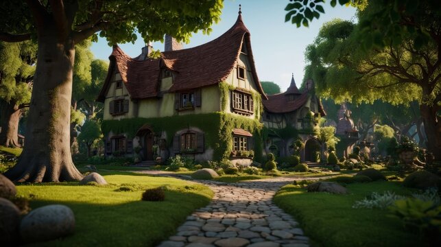 House Surrounded by Lush Green Forest
