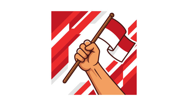 Hand holding a Peruvian flag waving.