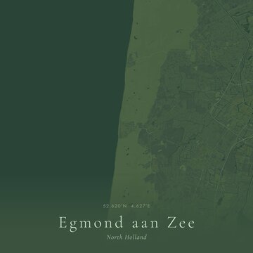 Sage Green Map of Egmond aan Zee, Netherlands | Modern Scandinavian Wall Art