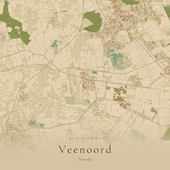 Naklejka premium Sand Tone Map of Veenoord, Netherlands | Warm Neutral Wall Art