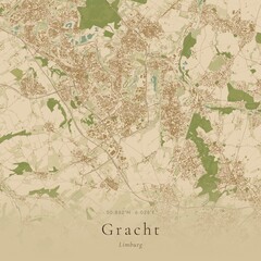 Naklejka premium Sand Tone Map of Gracht, Netherlands | Warm Neutral Wall Art