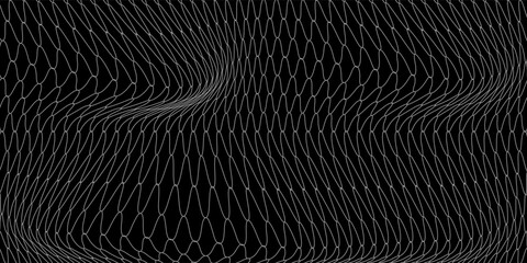 Fishing net seamless pattern. Soccer and football gates mesh. Fishnet texture. Basketball hoop and hockey net pattern. Sportswear texture. Chain link fence. Vector illustration on black background. © towilah
