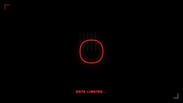 An abstract digital art of data linking with red circle and lines on black background