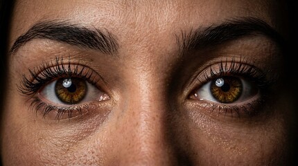 close up of human eyes with brown irises and detailed skin texture © Clifford