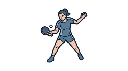 Obraz premium Woman Playing Table Tennis Flat Vector Illustration