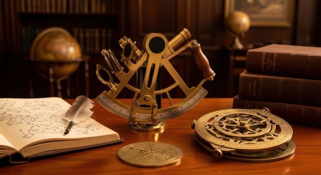 Brass Sextant Navigation Instrument 303, Gigapixel Standard v2