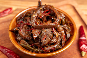 Fototapeta premium Pickled Dried Eggplant with Chili