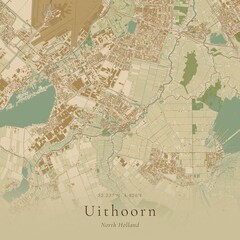 Fototapeta premium Sand Tone Map of Uithoorn, Netherlands | Warm Neutral Wall Art