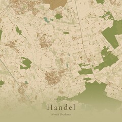 Naklejka premium Sand Tone Map of Handel, Netherlands | Warm Neutral Wall Art