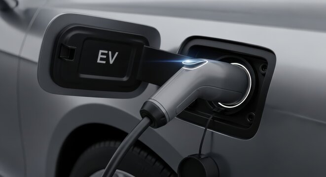 Electric vehicle charging with a modern EV charger connected to a car