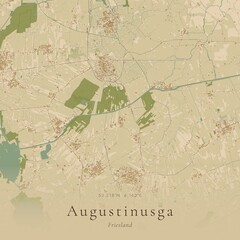 Naklejka premium Sand Tone Map of Augustinusga, Netherlands | Warm Neutral Wall Art