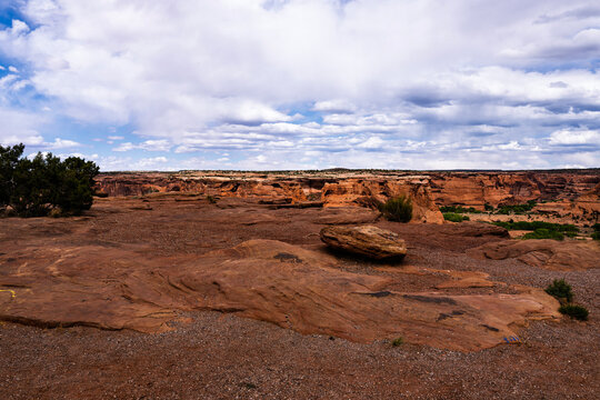 The rugged red sandstone cliffs of Canyon De Chelly newar Chinle, Arizona on the Navajo Nation