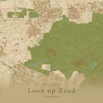 Sand Tone Map of Loon op Zand, Netherlands | Warm Neutral Wall Art