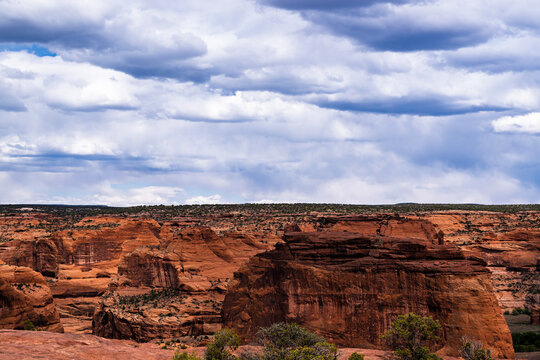 The rugged red sandstone cliffs of Canyon De Chelly newar Chinle, Arizona on the Navajo Nation