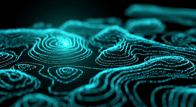 Abstract digital topography map with glowing blue neon data points topography abstract technology landscape contours geometric elevation information visualization structure