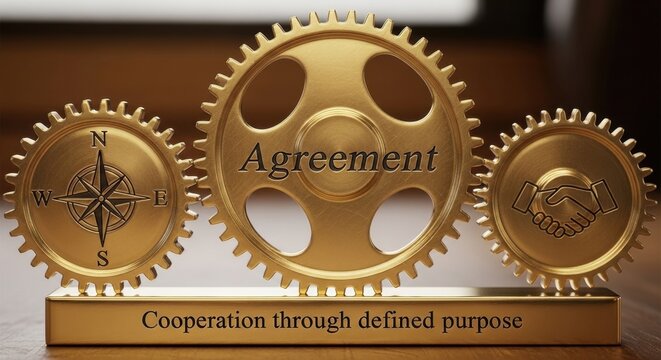 Structured Gears Symbolizing Agreement and Cooperation