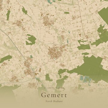 Sand Tone Map of Gemert, Netherlands | Warm Neutral Wall Art