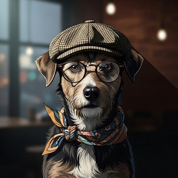 Portrait of a wise old man with a beard and glasses.