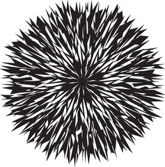Obraz premium Abstract circular burst shape with sharp jagged spikes and chaotic lines, black and white isolated on a white background