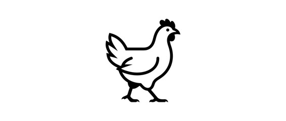 Naklejka premium Simple Line Art Chicken Icon on White Background