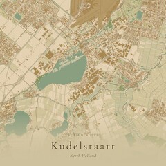Naklejka premium Sand Tone Map of Kudelstaart, Netherlands | Warm Neutral Wall Art