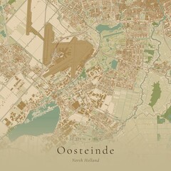 Naklejka premium Sand Tone Map of Oosteinde, Netherlands | Warm Neutral Wall Art