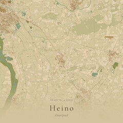 Fototapeta premium Sand Tone Map of Heino, Netherlands | Warm Neutral Wall Art