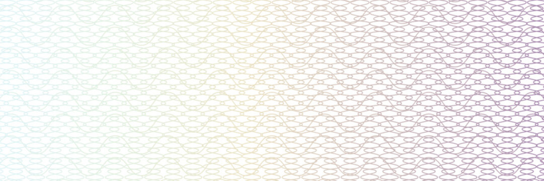 Guilloche passport rainbow watermark intersecting wavy lines with pastel rainbow gradient background