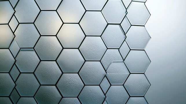 Repeating frosted glass hexagon pattern glowing with soft light