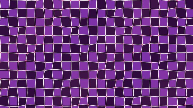 Wavy Purple Checkerboard Grid Pattern Abstract Motion Loop Background