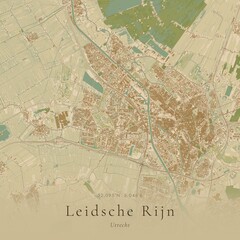 Naklejka premium Sand Tone Map of Leidsche Rijn, Netherlands | Warm Neutral Wall Art
