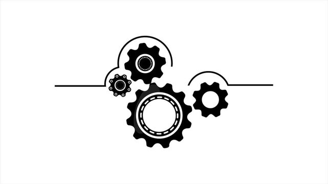 animated gear icon animation on white background