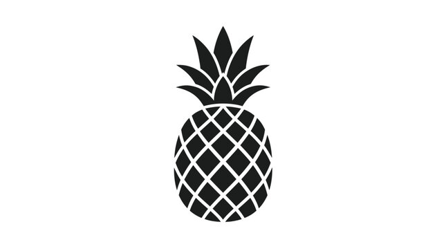 Simple black silhouette of a tropical pineapple fruit featuring sharp leaves and a textured pattern